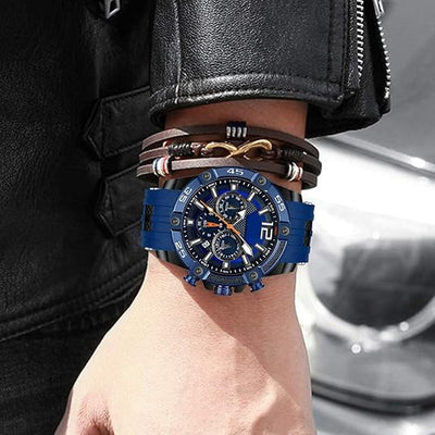 Men Sport Military Waterproof Chronograph Mens Watches Analog Quartz Big Face Classic Stylish Fashion Casual Designer