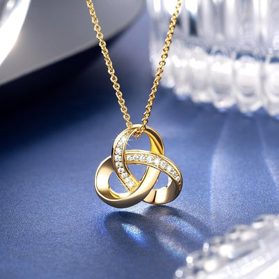 14K Gold Necklaces for Women Trendy Love Knot Infinity Interlocking Knot Necklaces