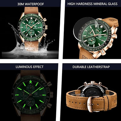 Men's Watch Quartz Movement Chronograph 30M Waterproof Luminous