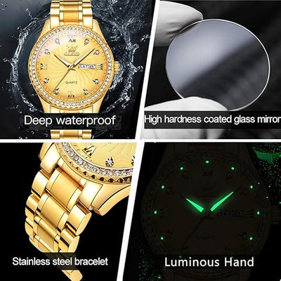 Watches with Date,Stainless Steel Man Watch with Date, Bussiness Watches for Men,Luminous Quartz Mens Watches