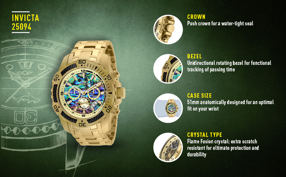 Men's Pro Diver Scuba Quartz Watch, Gold